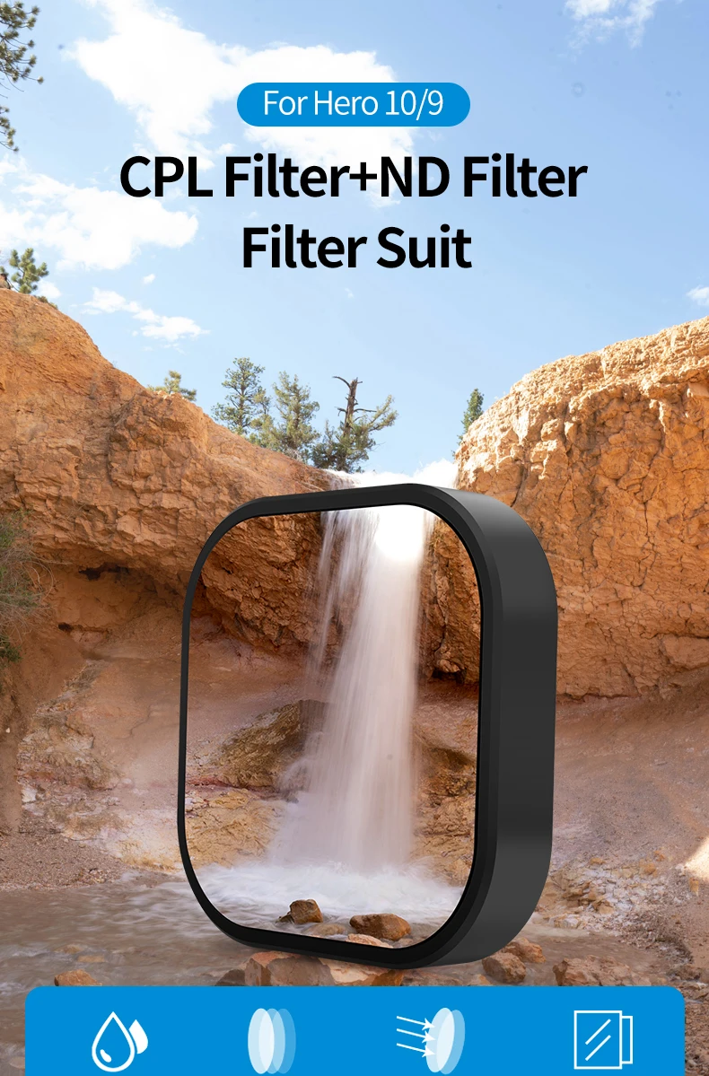 TELESIN 4 Packs ND8 ND16 ND32 CPL Lens Filter Set for Gopro Hero 10 9 Black Action Camera Accessories ND CPL Alloy Frame Lens TELESIN 4 Packs ND8 ND16 ND32 CPL Lens Filter Set for Gopro Hero 10 9 Black Action Camera Accessories ND CPL Alloy Frame Lens