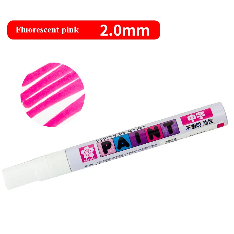 Fluorescent pink-2.0 Маркерная ручка SAKURA для краски, стекло/сталь/резина/дерево/пластик/Одежда, высоколегкая ручка Graffti масляный маркер Marcador Caneta канцелярские принадлежности - Цвет: Fluorescent pink-2.0