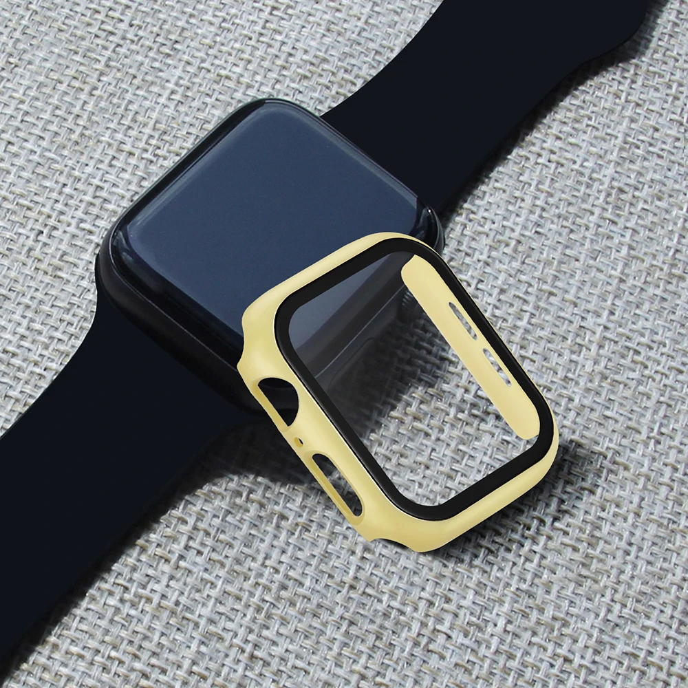 Чехол из поликарбоната для Apple Watch 5, 4, 40 мм, 44 мм, защитный чехол из закаленного стекла для iWatch 3, 2, 1, 42 мм, 38 мм, чехол для часов