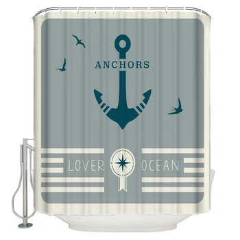 

DEARHOUSE Shower Curtain Anchor Seagulls Shower Curtain Bathroom Curtain Home Decoration