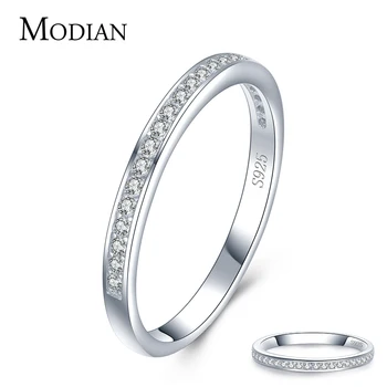 

Modian Classic Simple 100% 925 Sterling Silver Charm AAA Zirconia Finger Rings for Women Wedding Engagement Statement Jewelry