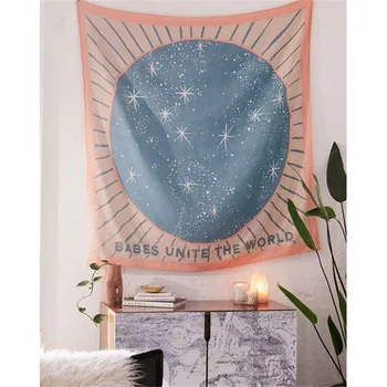 

Tapestry Wall Fabric Hippie Boho Psychedelic Tapestry Wall Hanging Bohemian Floral Leaves Star Bedroom Tapiz Mandala Wall Carpet