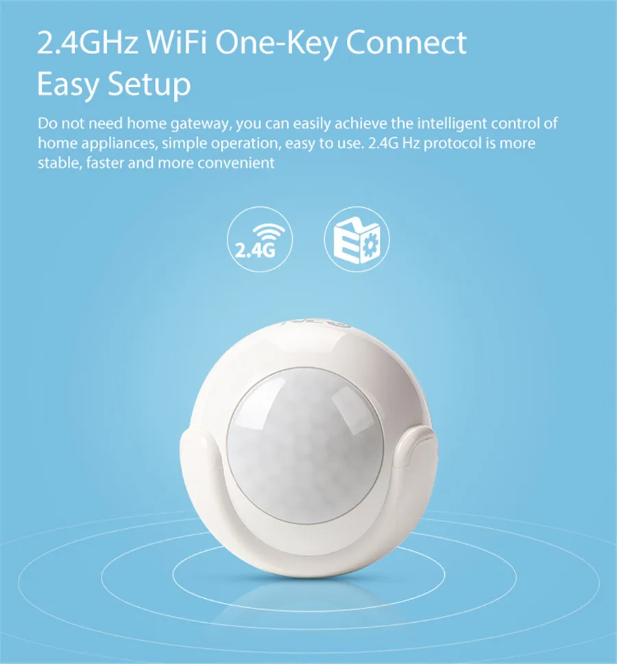 WiFi умный PIR датчик движения, умный дом безопасности инфракрасного оповещения Dectector совместим с IFTTT для голосового управления, не нужен концентратор