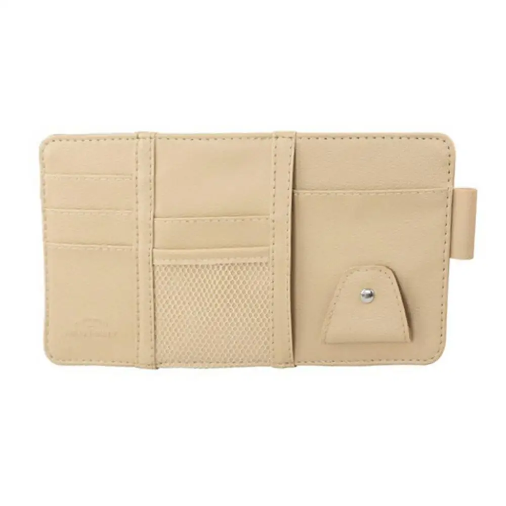 beige Изысканно Разработанный без молнии автомобиль Многофункциональный Солнцезащитный козырек сумка для хранения Портативный Зажим для хранения карты посылка - Цвет: beige