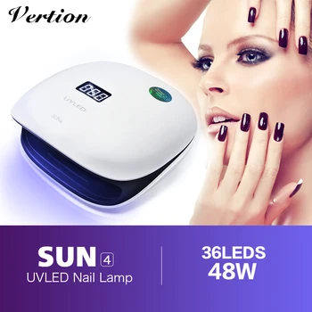 

Verntion 48W UV Led Lamp Portable High Quality Nail Dryer Automatic Sensor Bottom Timer for Curing UV Gel Nail Polish