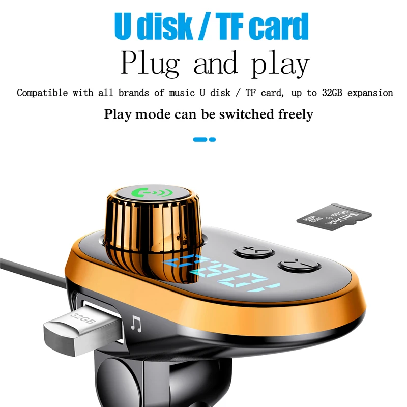 Bluetooth Handfree Автомобильный комплект fm-передатчик беспроводной MP3-плеер три USB быстрая зарядка автомобильное зарядное устройство