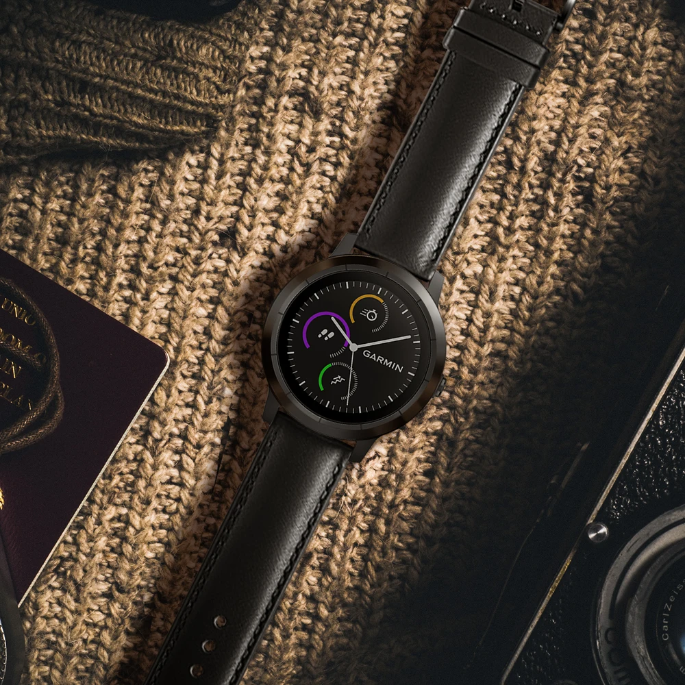 UEBN 20 мм сменный кожаный ремешок для Garmin Vivoactive 3 HR Venu/Garmin Move/Forerunner 245 645 музыкальный ремешок Ремешки для наручных часов