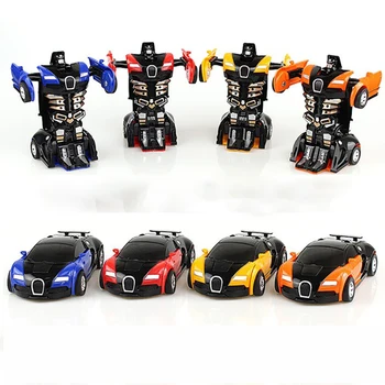 

2 IN 1 Deformation Robot Car Model Plastic Mini Transformation Robots Toy For Boys One Step Impact Vehicles Car Children Toys