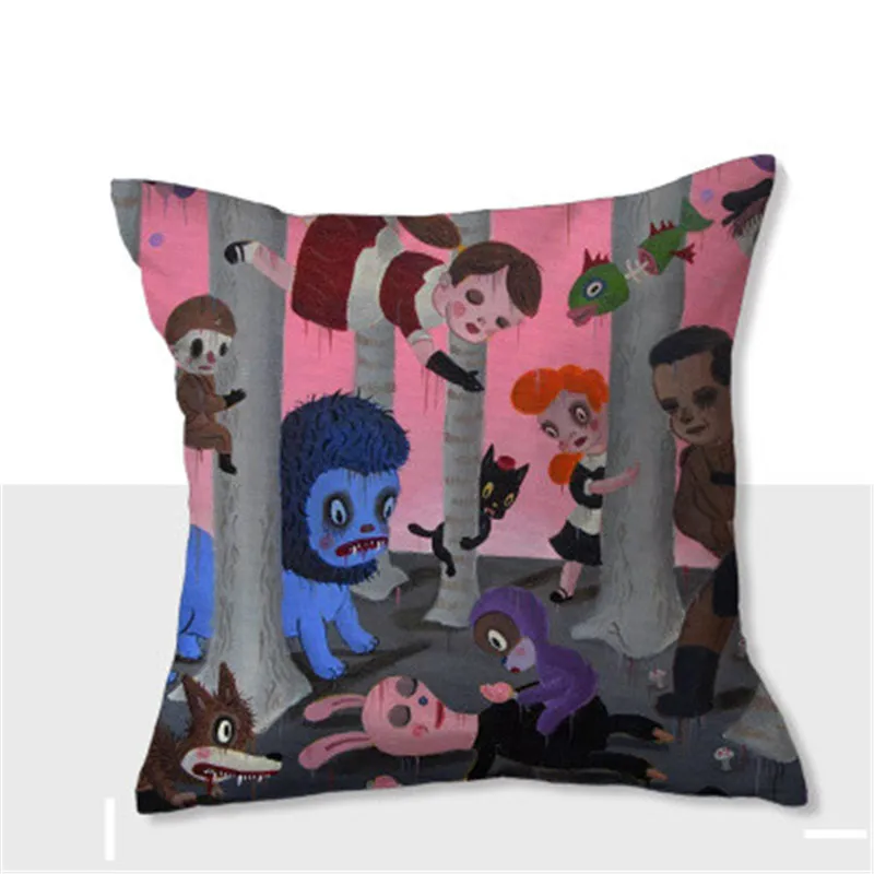Gary Baseman пустыня девушка мультфильм короткая плюшевая подушка гостиная диван пуховая подушка офис ворс подушка мягкая игрушка X2440 - Цвет: 60X60CM