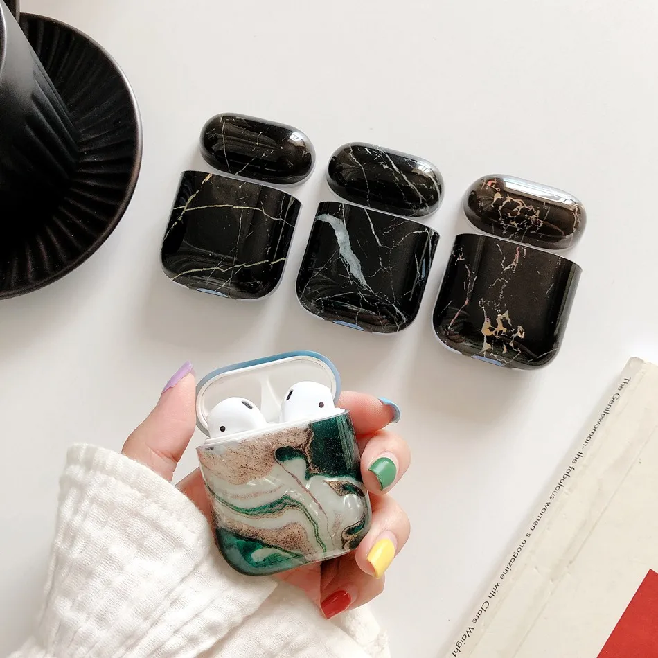 Роскошный чехол для Airpods 2 Чехол мраморный чехол для наушников для Apple Airpods беспроводной Bluetooth чехол для наушников Air Pods Earpods