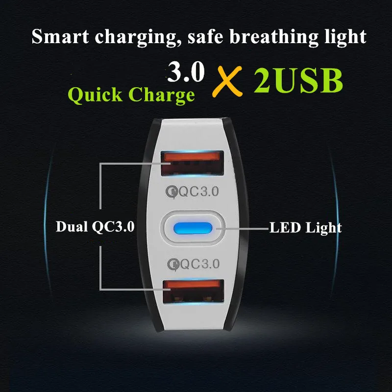 Автомобильное зарядное устройство с двумя портами USB Quick Charge 4,0 3,0 Для iPhone 11 Pro Max QC3.0, автомобильное зарядное устройство для быстрой зарядки, автомобильное зарядное устройство для мобильного телефона