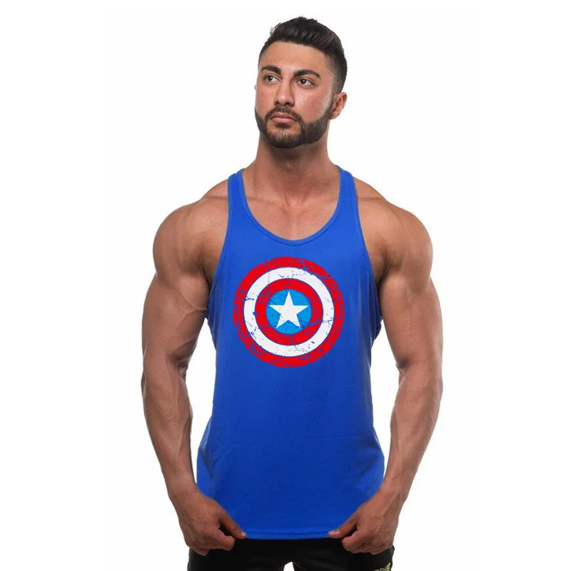 Camiseta sin mangas de algodón con estampado de Capitán América para hombre, chaleco de Fitness para trotar, ropa de gimnasio, novedad de verano