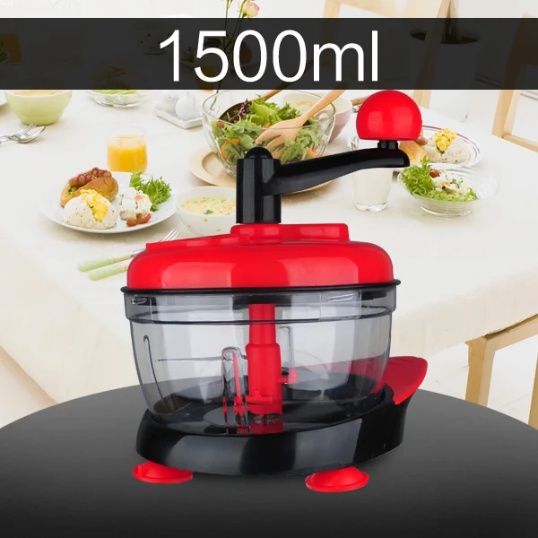500ml-1.5L большой емкости Многофункциональный кухонный Ручной Кухонный кухонный комбайн Мясорубка измельчитель овощей измельчитель резак яйцо блендер - Цвет: 1500ml Red recommend