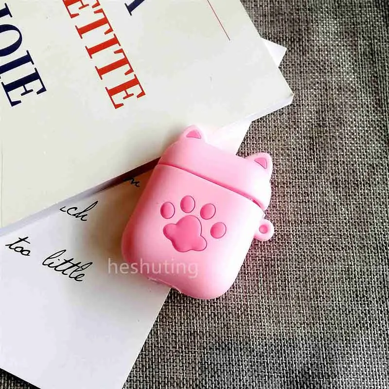 pinkcatclaw Для AirPods чехол 3D милый бисквит чехол для наушников s для Apple Airpods 2 забавная Защитная крышка без кольца на палец - Цвет: pinkcatclaw