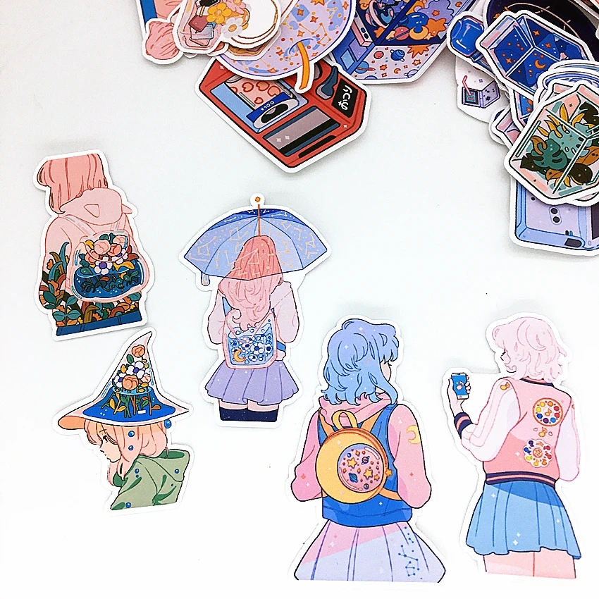 Korean Same Style Ins Domi Card Hand Account Goo Card Sticker Character  Anime Tianya Girl Cartoon Sticker Book