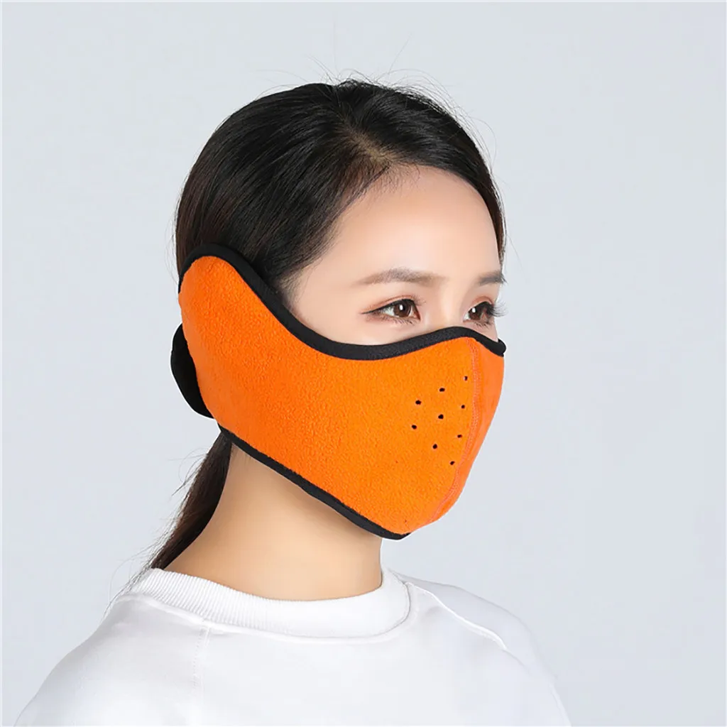 Warm Fleece Bike Half Face Mask Cover Face Hood Protection Winter Warm Mask Fleece Earmuffs Riding Ski Snowboard Half Face Mask