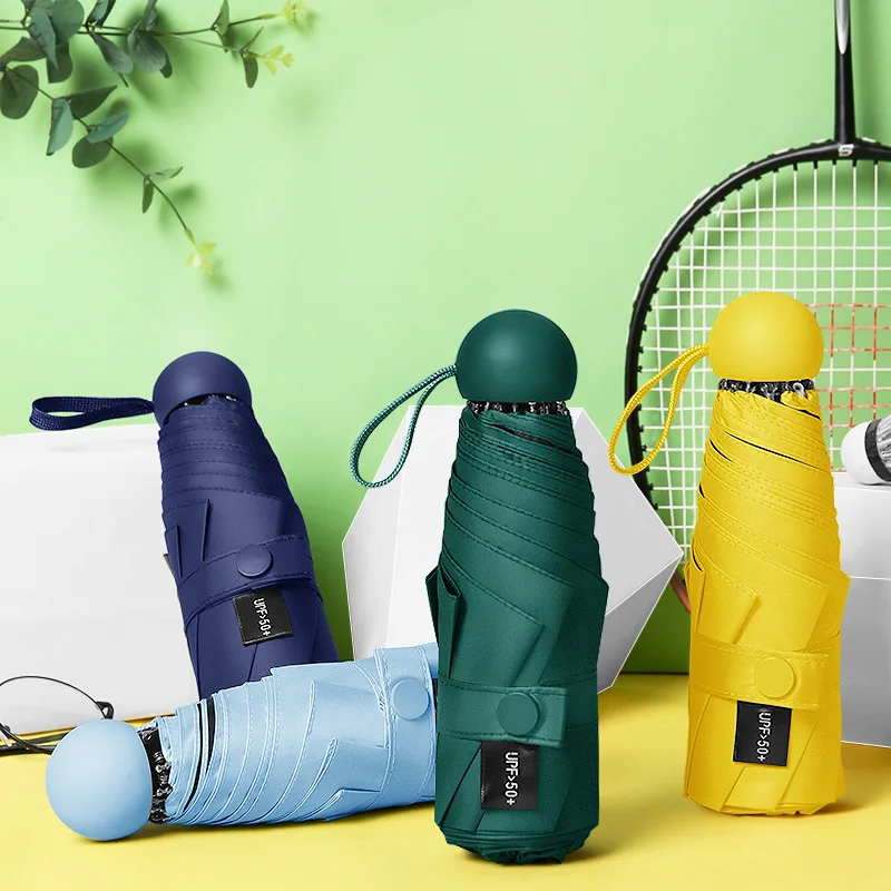 

Mini Capsule umbrella Five-folding Sun protection Anti-UV UPF50+ umbrella parapluie folding women pocket Umbrellara in women