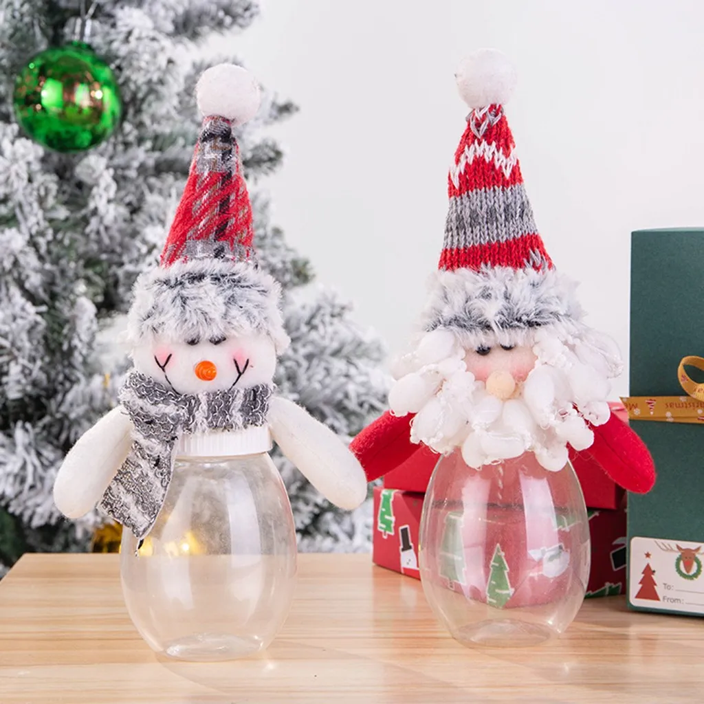 Детская Рождественская банка для хранения конфет бутылка сумка Санта Клауса