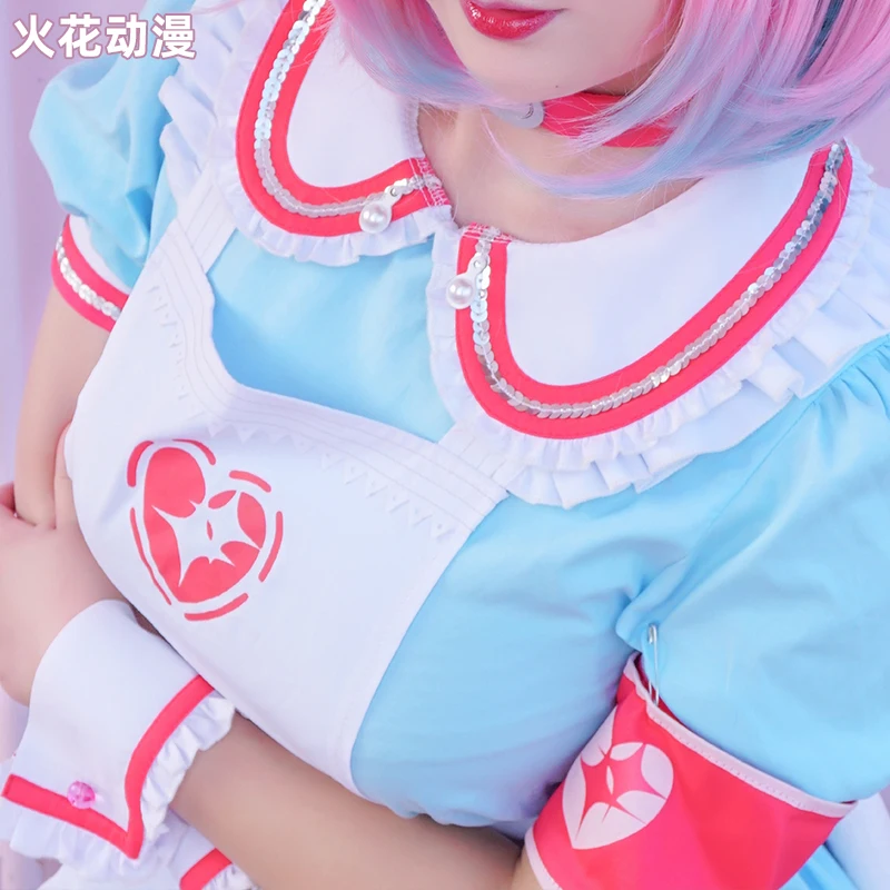 THE iDOLM@ STER/карнавальный костюм золушки для девочек Yumemi Riamu, униформа на хэллоуин, платье+ фартук+ шляпа+ значок+ крылья+ носки, S-XL