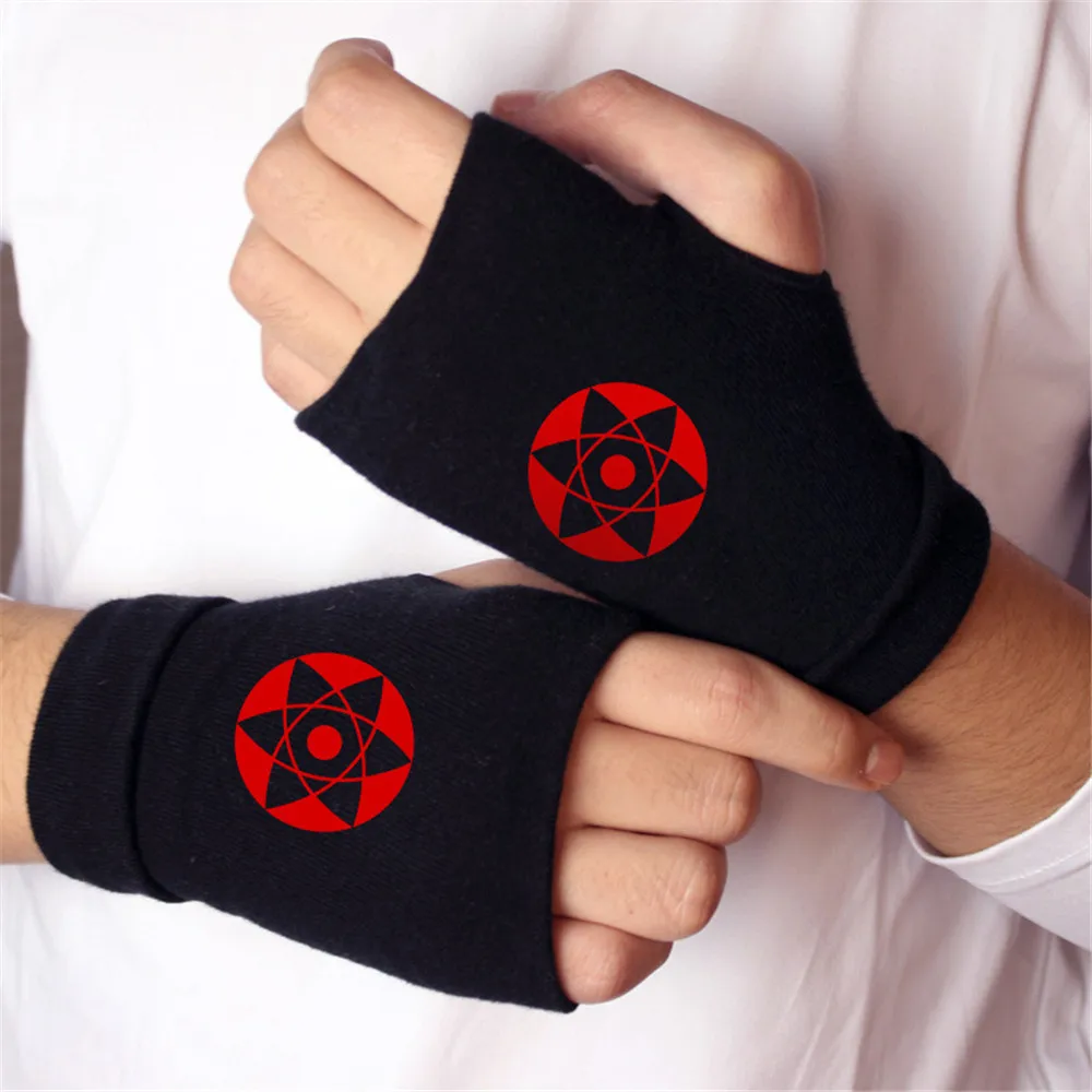 Anime NARUTO Sharingan Uchiha Itachi Cosplay Props Gloves Cotton Warm Half Finger Mittens Kids Adults Cosplay Accessories Toy