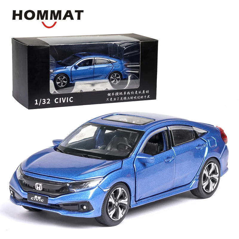 HOMMAT 1:32 Honda Civic Alloy Metal Toy Car Models 1/32 Diecast Vehicle Car Toy Sound Light Toys For Children Kids Small Cars