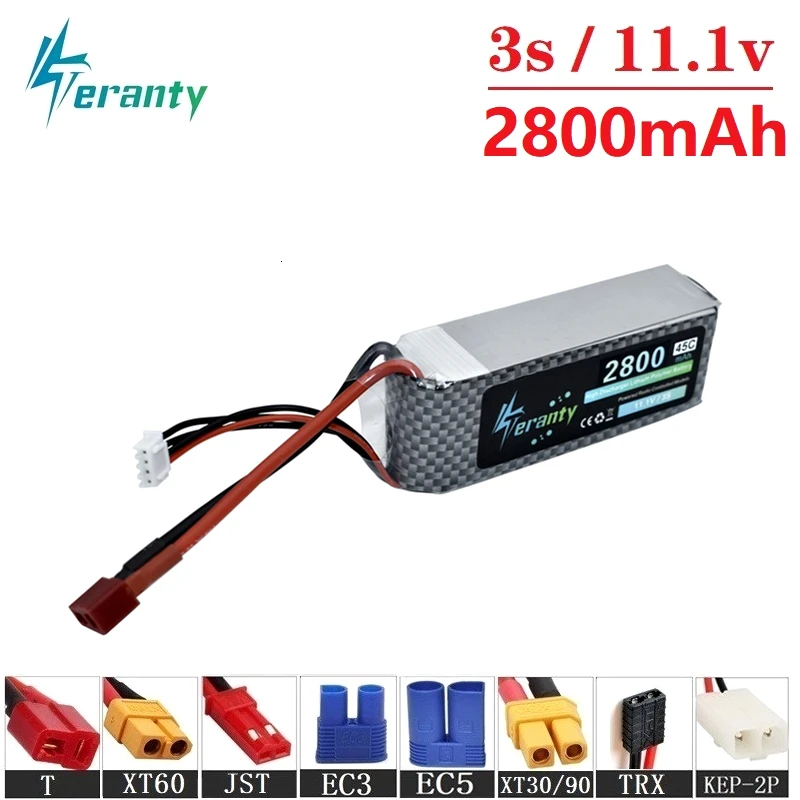 Teranty Power 11 1 В 2800 мАч 45C Lipo Batterry для RC дрона лодки Quodcopter запасная часть 3s 2200