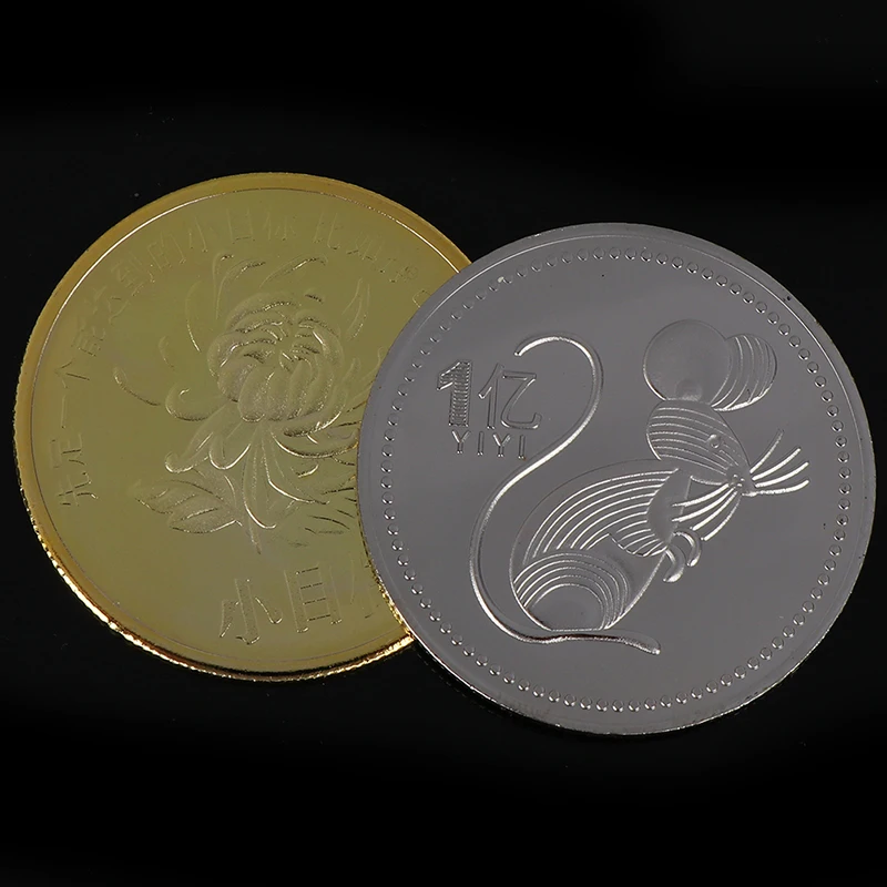 Novelty Mouse Commemorative Coin Year Of Rat Delivers Money Collection Gold Sliver Plated Good Fortune Home Car Decoration