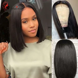 Short Bob Wigs Straight Lace Closure Human Hair Wigs For Women Pre Pluck With Baby Hair 13x5x2 T Part Bob Wig Remy Hair