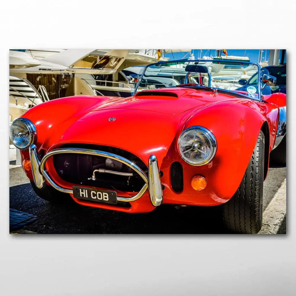 Ac Red Car Sport Car Vintage Vehicle Decorative paintings Canvas Wall