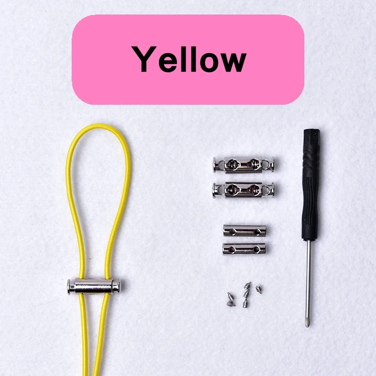 Yellow 1 пара эластичных шнурков с металлическим замком, шнурки для обуви без завязок, новые быстросохнущие шнурки для детей и взрослых, круглые шнурки, 16 цветов - Цвет: Yellow
