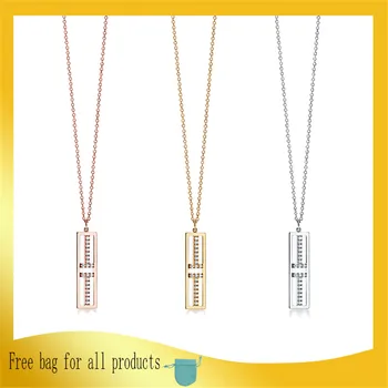 

1: 1 Original Model S925 Sterling Silver Necklaces For Women Square Necklaces Ladies Brand Jewelry Anniversary Gift