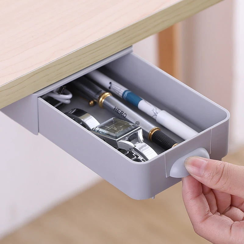 Cajón autoadhesivo cajón de escritorio, cajón bajo el escritorio, cajón bajo el armario Diseño minimalista para guardar utensilios de oficina etc | Color: Transparente maquillaje