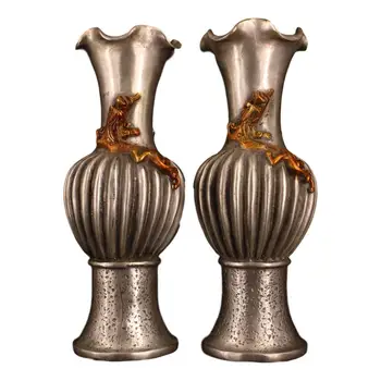 

LaoJunLu Pair Of Pure Copper Climbing Dragon Vases Imitation antique bronze masterpiece collection of solitary Chinese