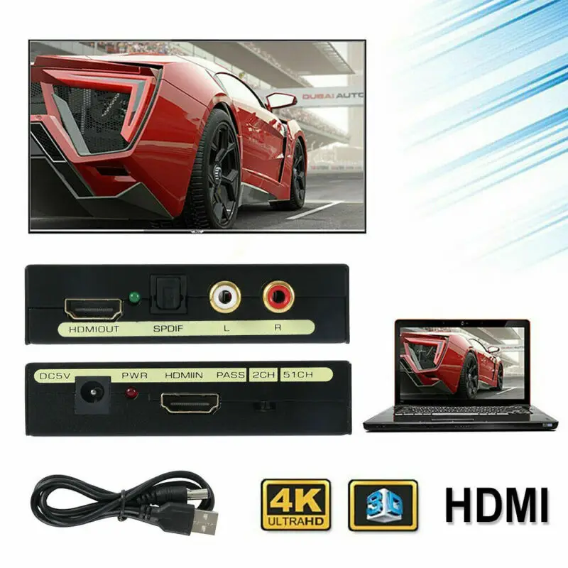 1 шт. 1080P HDMI к HDMI Аудио Сплиттер оптический SPDIF+ RCA L/R преобразователь для ПК DVD HD камеры