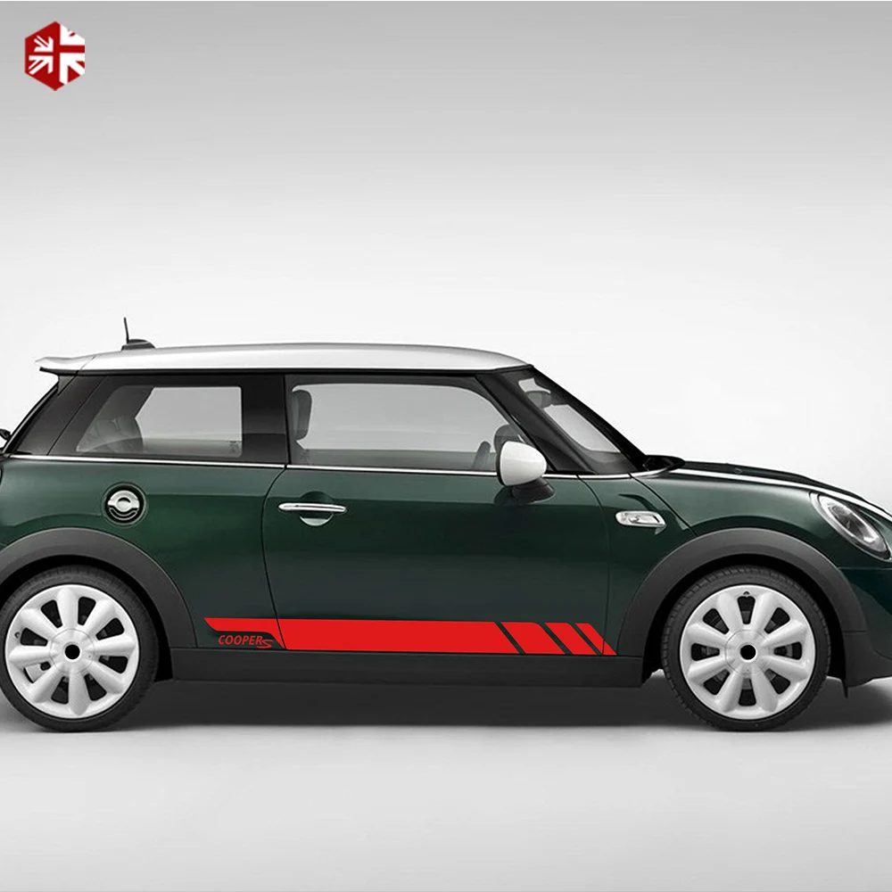 2 Pcs Car Styling Cooper S Graphics Vinyl Decal Racing Door Side Stripes Sticker For MINI Cooper S F56 JCW One Accessories