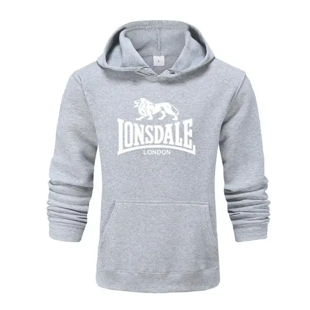 Light grey - B Осенне-зимние толстовки, горячая распродажа, модные мужские толстовки Lonsdale, теплые забавные пуловеры, Повседневная Толстовка в стиле хип-хоп, мужской спортивный костюм - Цвет: Light grey - B