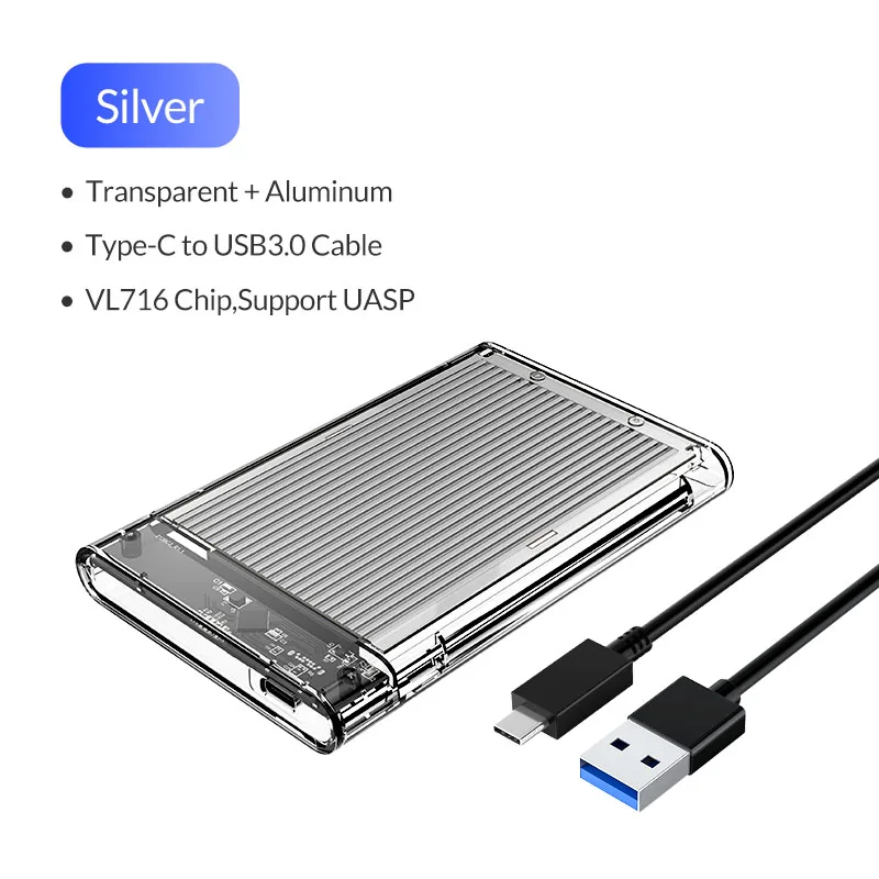 ORICO 2,5 корпус для жесткого диска SATA для USB3.1 Gen1 прозрачный корпус для жесткого диска 4 ТБ Ёмкость для SSD диск 5 Гбит/с Внешний жесткий чехол