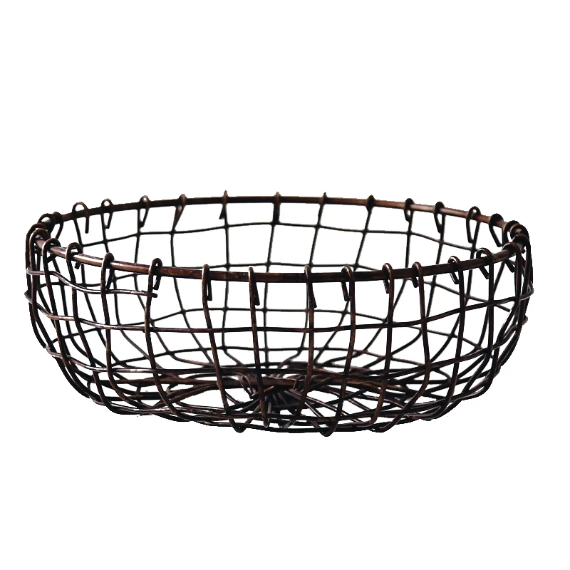 

ABUI-Tray Iron Vegetable Household Dining Table Decoration Wire Basket Fruit Bowl Kitchen Accessories Rack Storage Display Plate