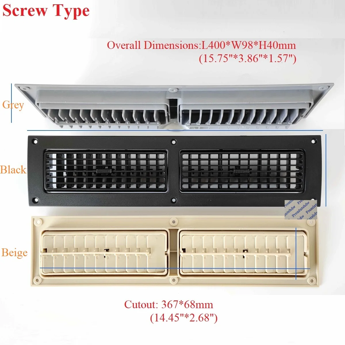 Car Air Vent Deflector Black Beige Grey Rectangle 400MM Long Plastic Dashboard Air Vent A/C Deflector Clip Screw Type