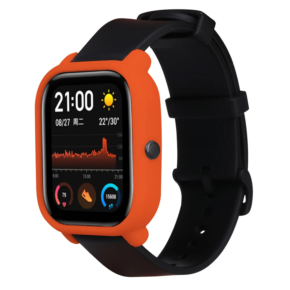 2в1 силиконовый защитный чехол спортивный ремешок для Xiaomi Amazfit Gts Smart Watch Band 20 мм сменный Браслет+ чехол - Цвет: Orange