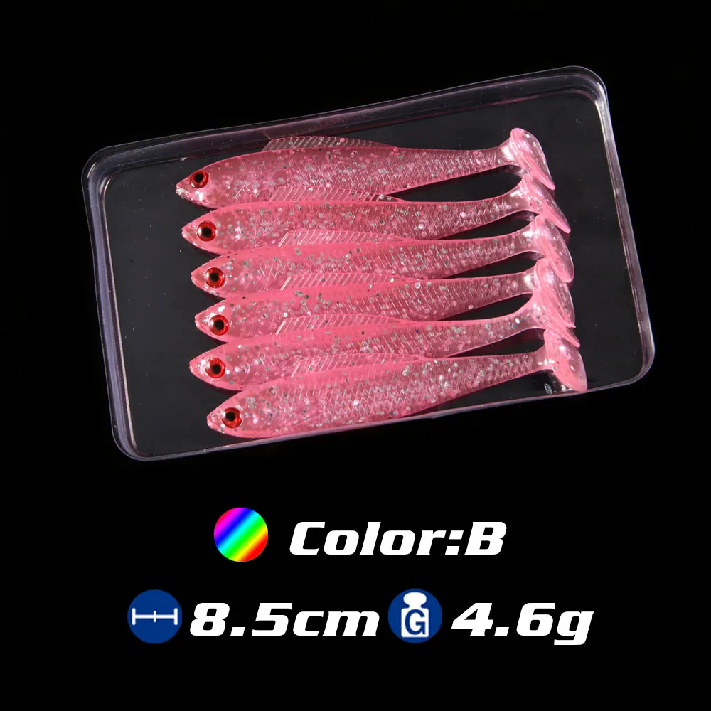 ColorB Мягкая приманка для рыбной ловли, мягкая пластиковая наживка, 8.5cm4.5g, 3D глаза, Т-хвост, искусственная приманка, щука, Шады, Мягкая приманка isca - Цвет: ColorB