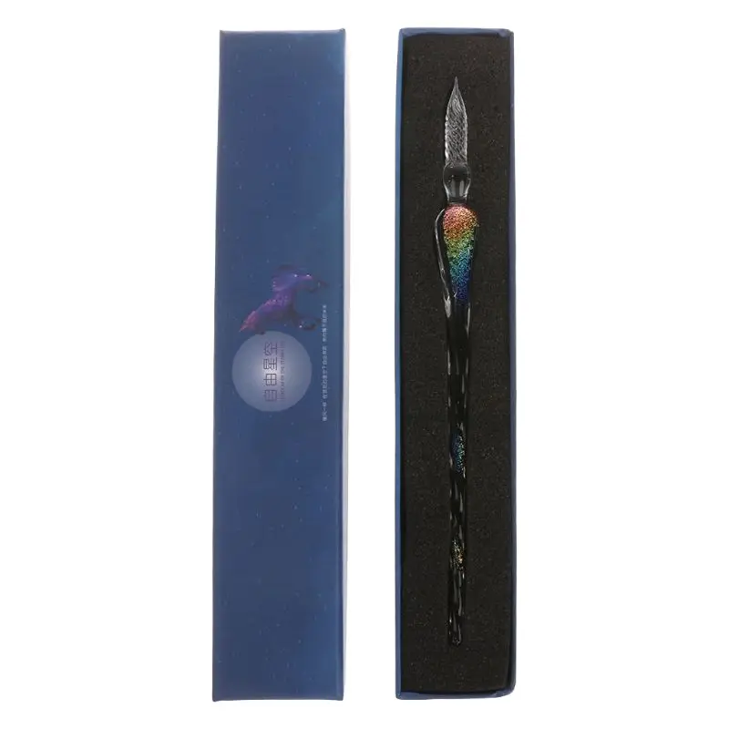 Glass Dip Pen-A Прямая поставка и 12 шт. золотой порошок цветной бутылках стекло Dip Ручка набор чернил фонтан написание подписи коробка подарок 7 мл Nov.8 - Цвет графита: Glass Dip Pen-A