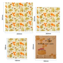 3 шт. многоразовая обертка пищевых отходов пчелиный воск устойчивая пчелиная восковая пищевая ткань для хранения Экологичная снэк-обертка кухонные инструменты