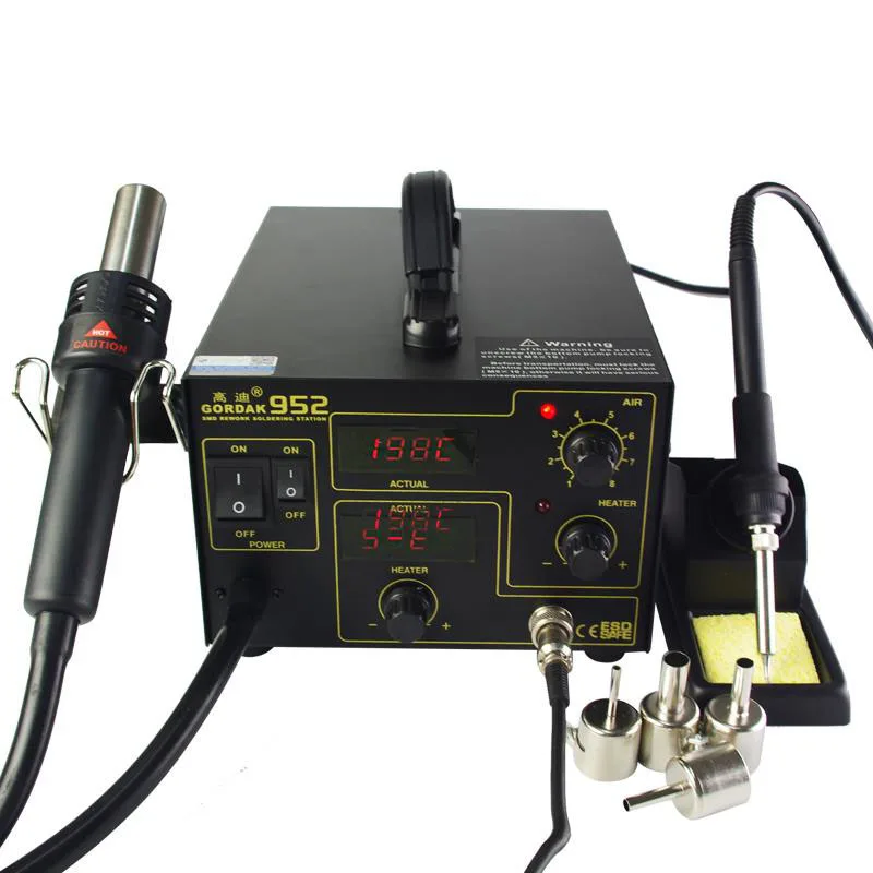 Gordak 952 220V SMD Термовоздушная паяльная припоя паяльной станции Тепловая пушка+ Электрический паяльник