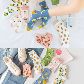 

Girls Women Socks Fruit Banana Avocado Watermelon Peach Cactus Fashion Cute Socks Funny Low Cut Ankle Short Socks Meias