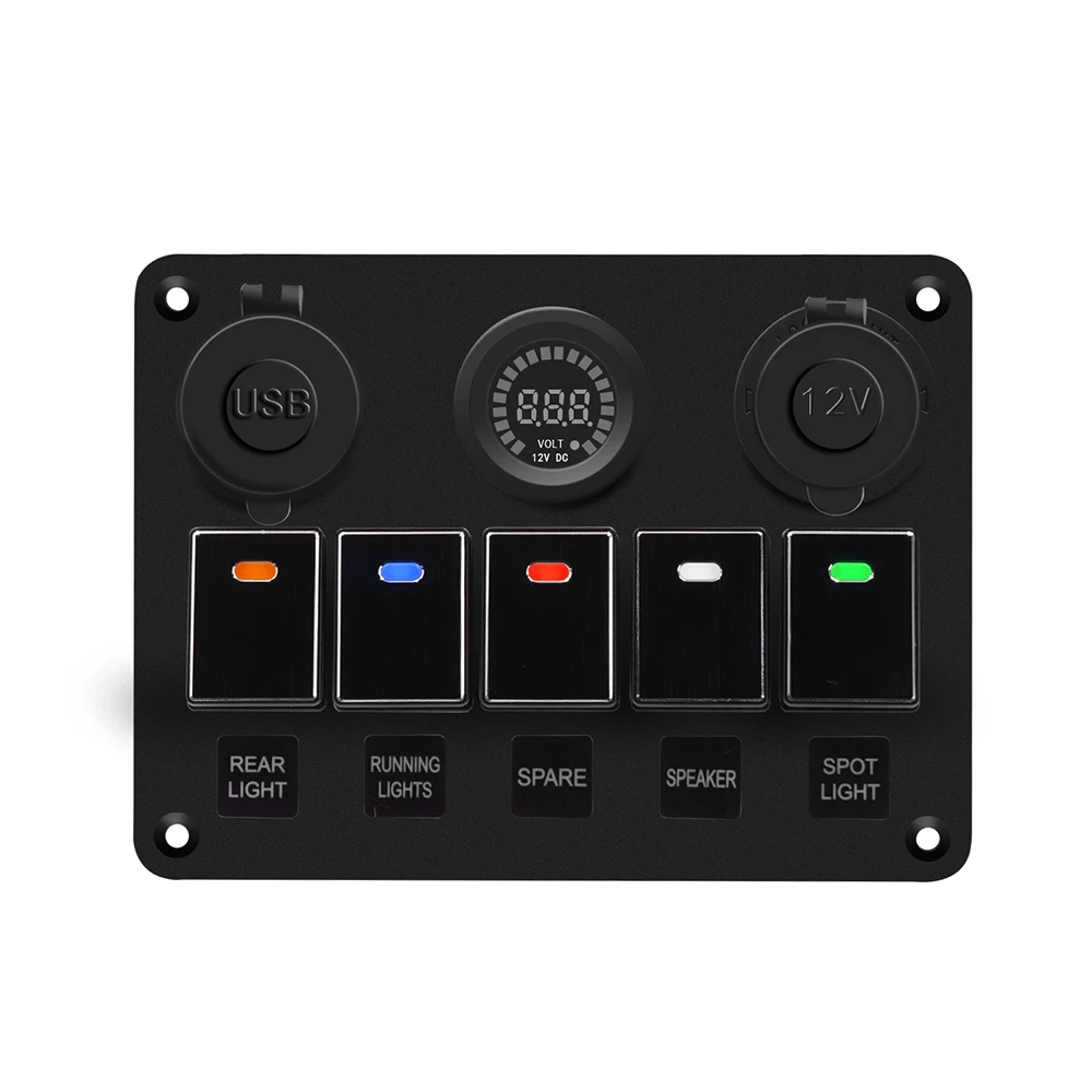 12 V-24 V мотоцикл светодиодный Вольтметр Выключатель Панель 4-в-1 прикуривателя Dual USB Автомобильное зарядное устройство розетка для автомобилей яхты