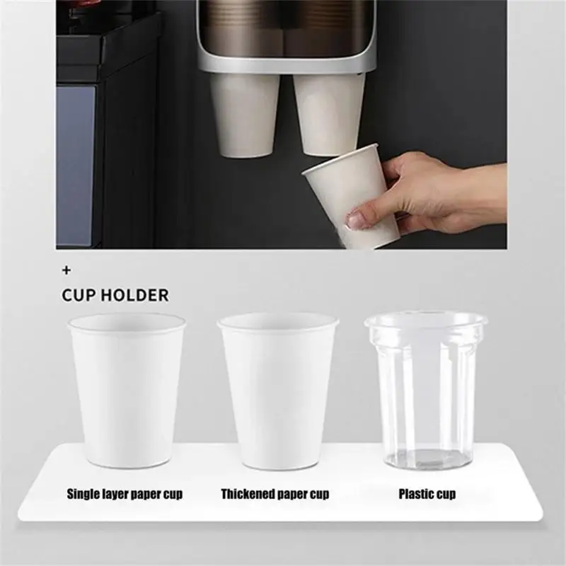 Wall Mounted Disposable Paper Cup Dispenser Pull Type Plastic Cup Holder Anti-Dust Storage Rack Office Tumbler Holders Kitchen cup storage holder paper cup dispenser