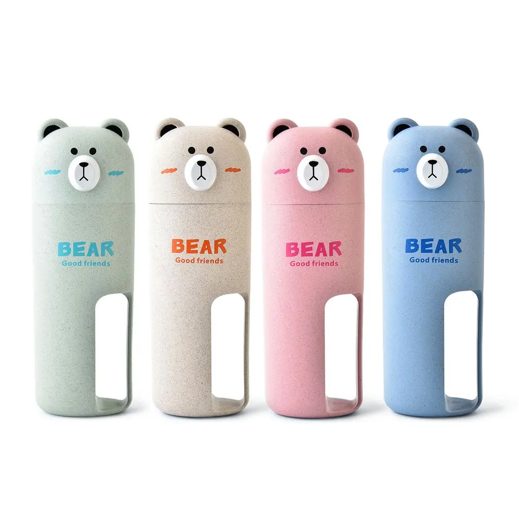 Creative Cartoon Bear Toothbrush Case Set Toothpaste Holder Portable Wash Organizer Cup With 2Pcs Tooth Brush For Traveling Creative Cartoon Bear Toothbrush Case Set Toothpaste Holder Portable Wash Organizer Cup With 2Pcs Tooth Brush For Traveling
