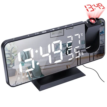 

Mrosaa LED Digital Alarm Clock Watch Table Electronic Desktop Clocks USB Wake up FM Radio Time Projector Snooze Function 3 Color