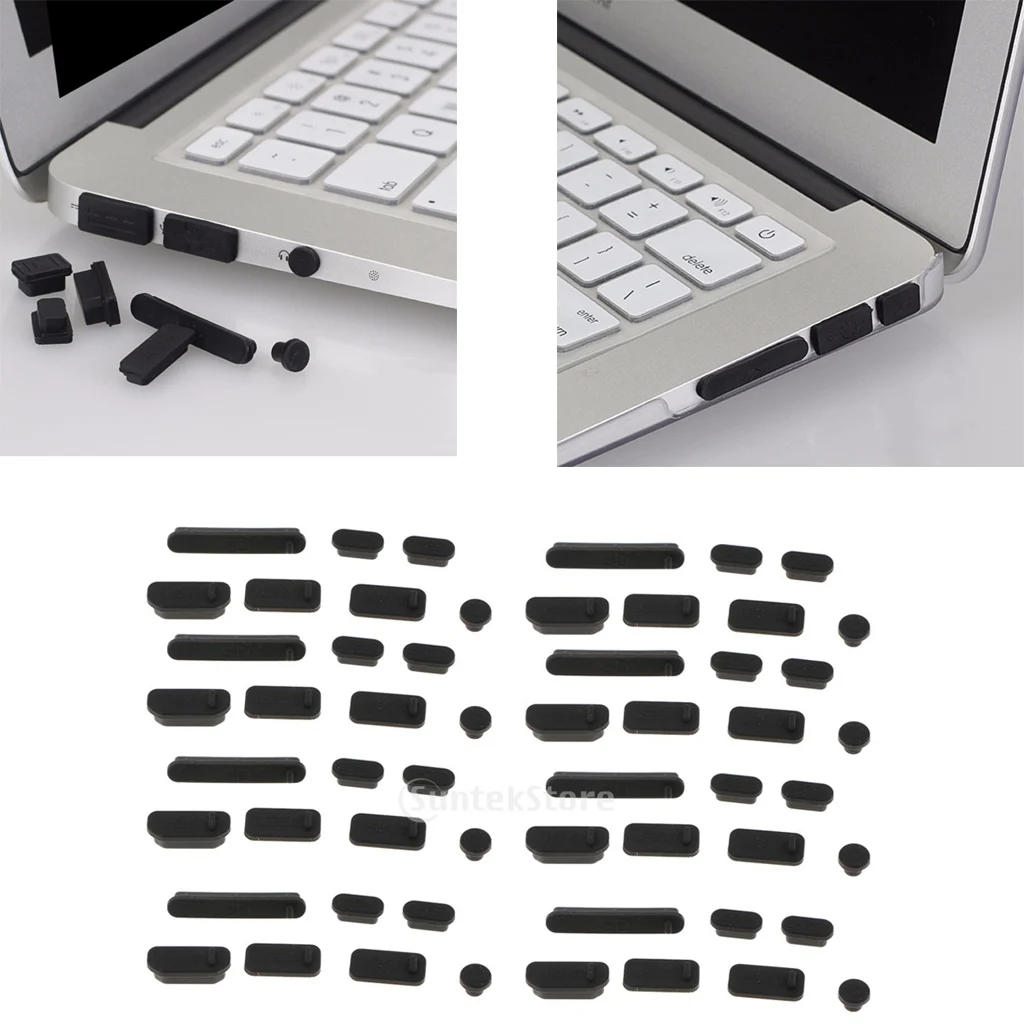 56x заглушки против пыли для воздуха лэптоп ноутбуки | USB3.0 Аудио HDMI SD USB-C силиконовая Пылезащитная заглушка набор черный